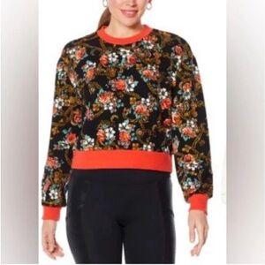 Laila Ali Floral Print cropped Sweatshirt medium